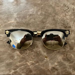 Mirrored Versace sunglasses gold black trim